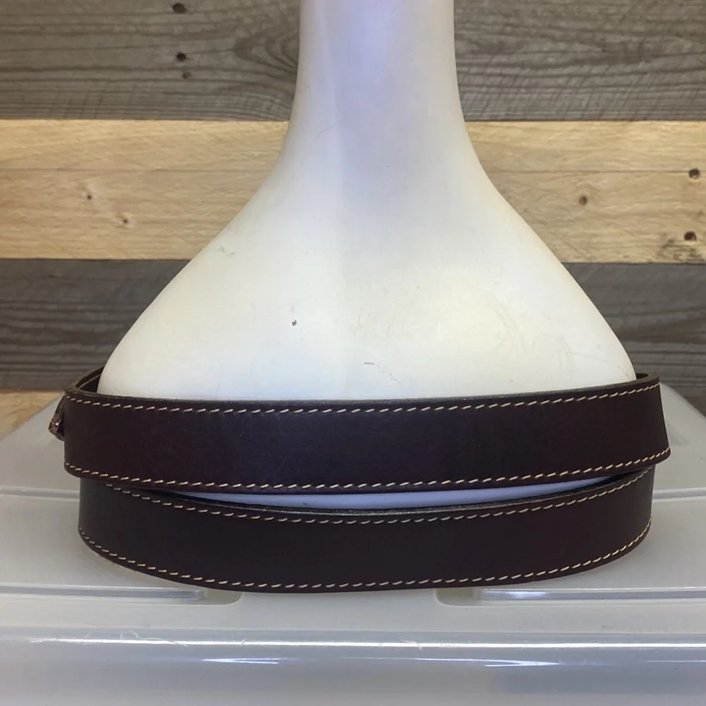 Mulholland Brothers leather belt brass accents size 48